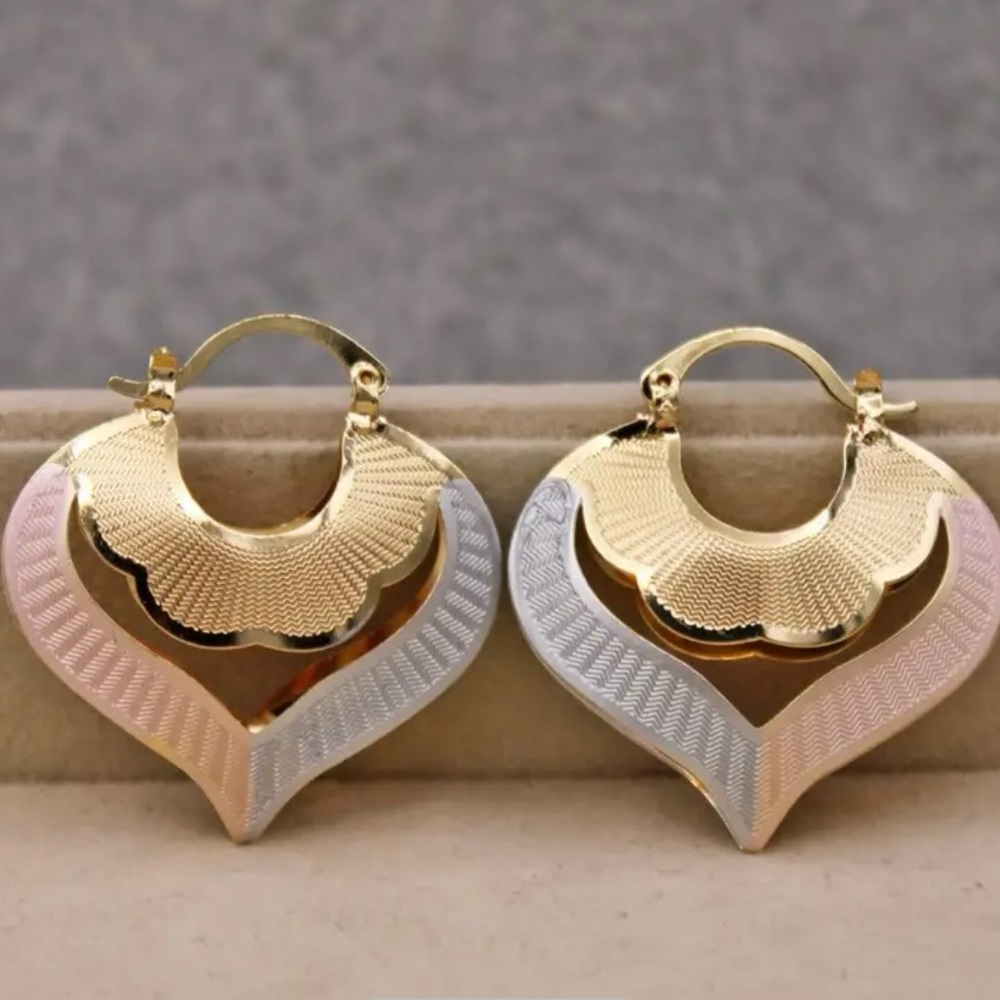 Pink and silver gold earrings
